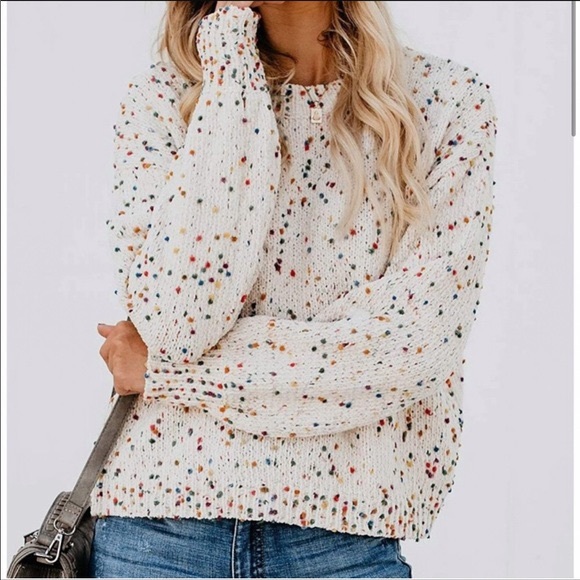 Seven7 Sweaters - Seven7 | Popcorn Chenille Cream Confetti Sweater L